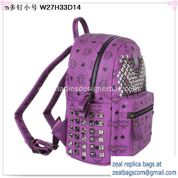 High Quality Replica MCM Small Stark Front Studs Backpack MC4237S Purple